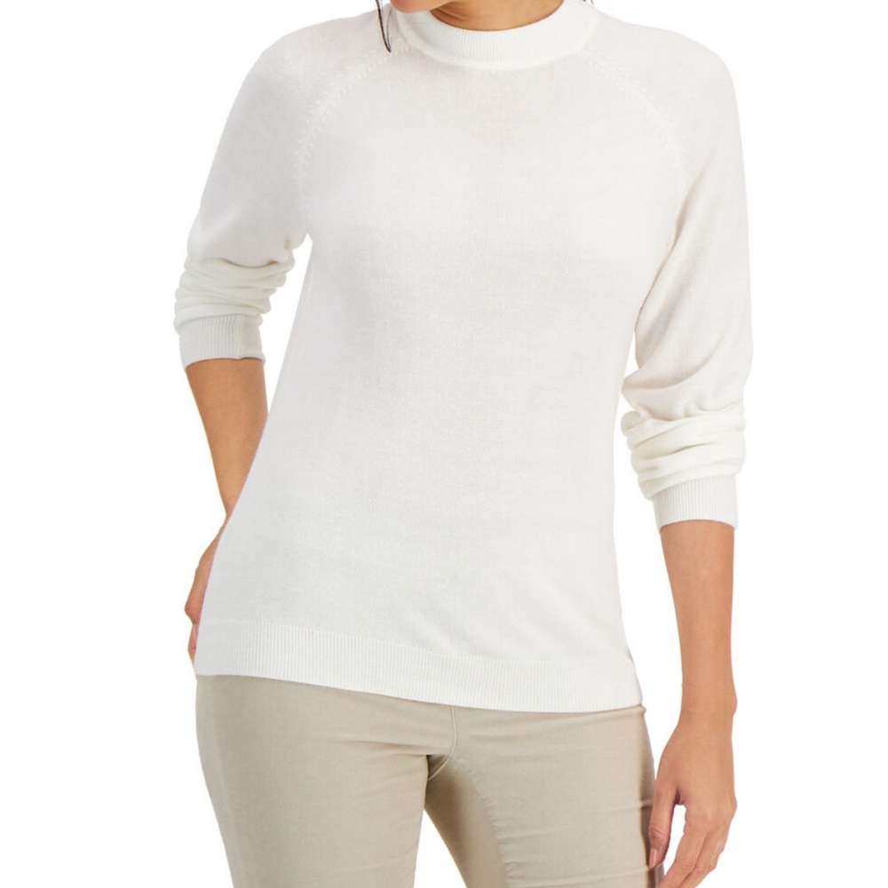 NWT Karen Scott Mock Neck sweater White XL